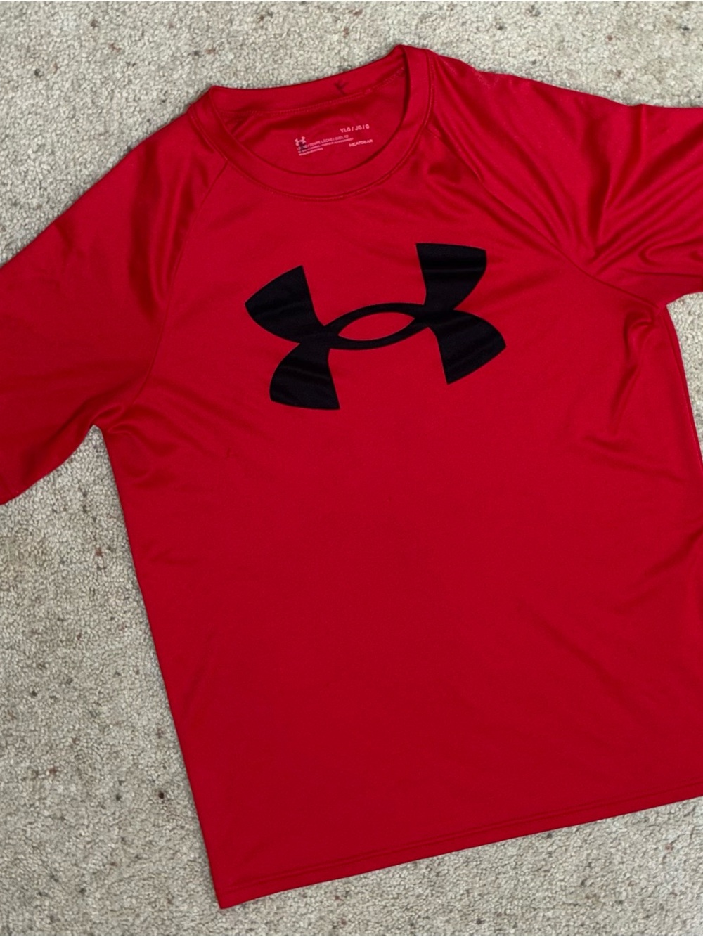 Under Armour Red Long Sleeve Performance Tee with Black Logo